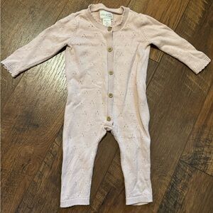 Little Planet Blush Pink Knit Button-Front One-Piece